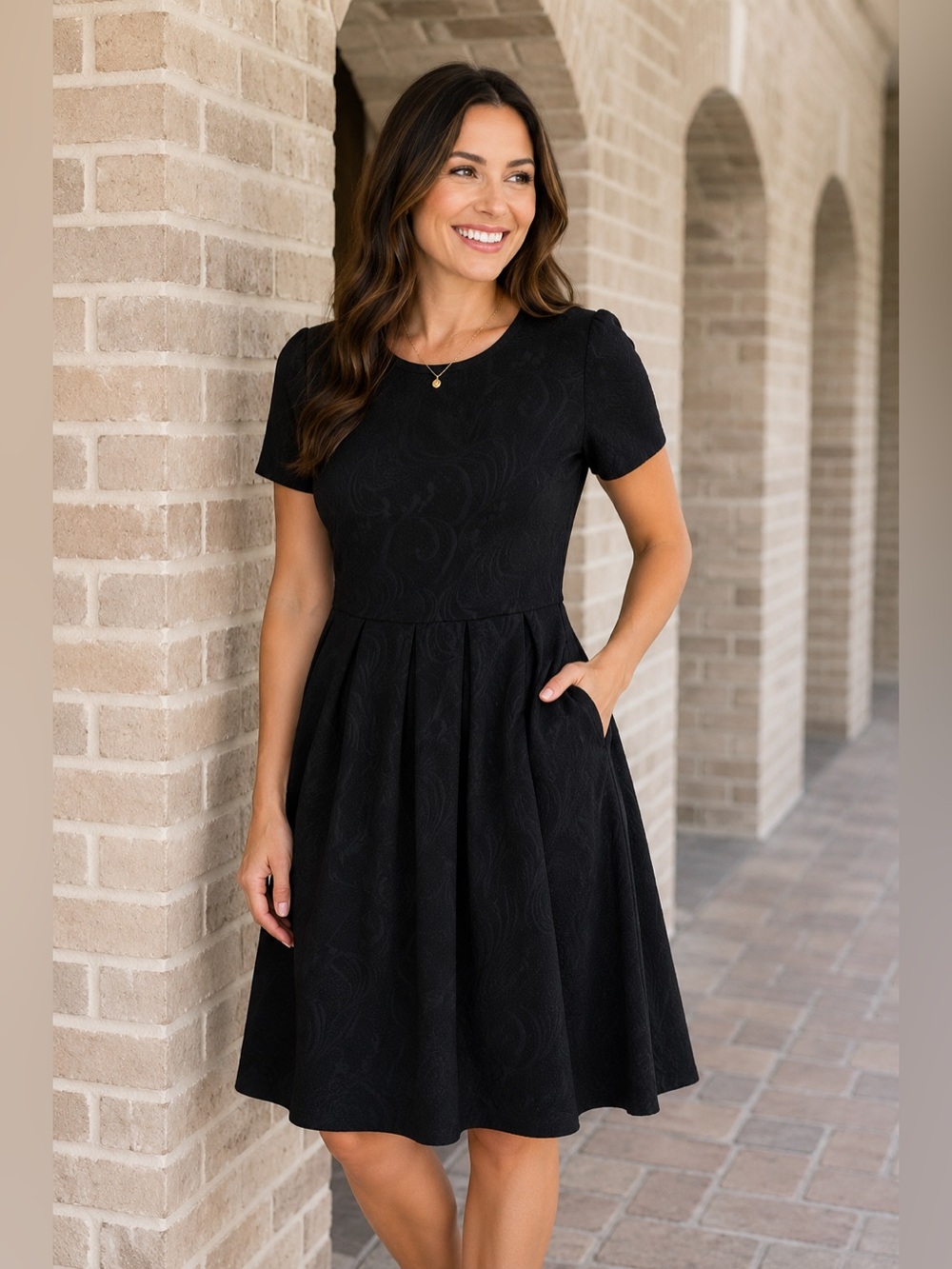 LuLaRoe Black Amelia Dress UNICORN Large Jicard swirl pattern
